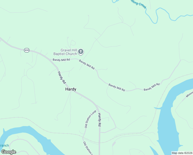 map of restaurants, bars, coffee shops, grocery stores, and more near 1525 Bandy Mill Road in Hardy