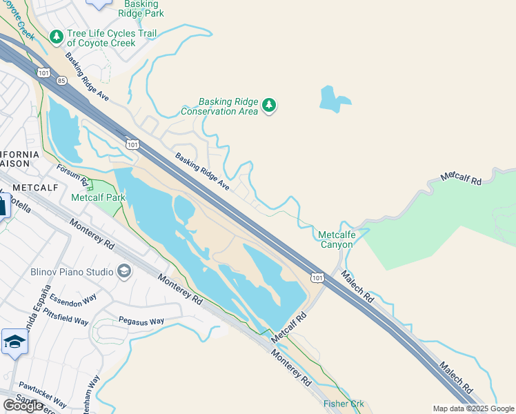 map of restaurants, bars, coffee shops, grocery stores, and more near 7394 Basking Ridge Avenue in San Jose