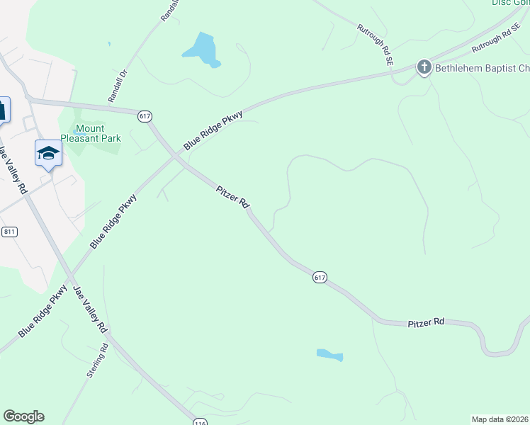 map of restaurants, bars, coffee shops, grocery stores, and more near Ballyhack Trail in Roanoke