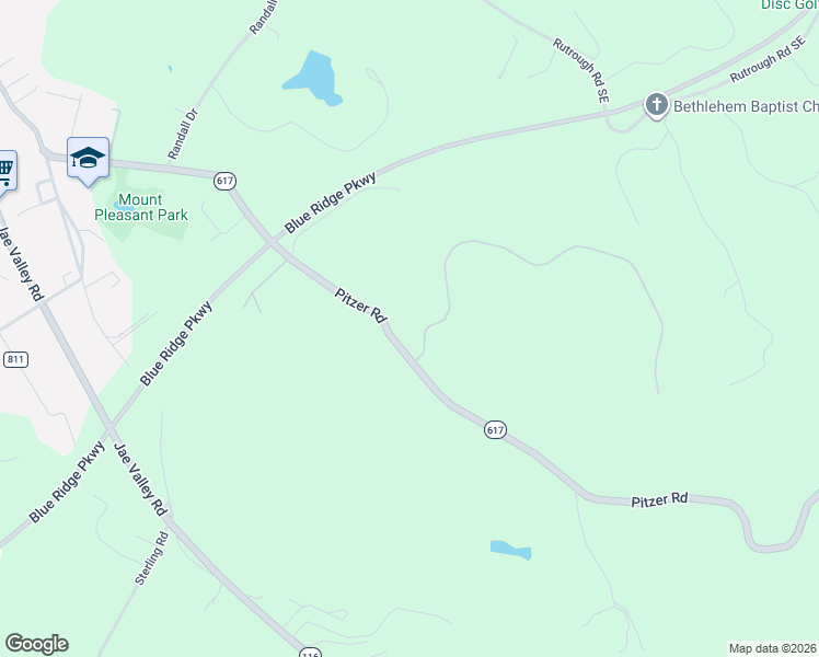 map of restaurants, bars, coffee shops, grocery stores, and more near Ballyhack Trail in Roanoke