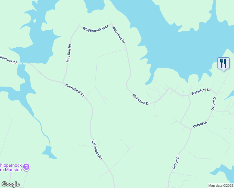 map of restaurants, bars, coffee shops, grocery stores, and more near 18843 Waterford Drive in Sutherland