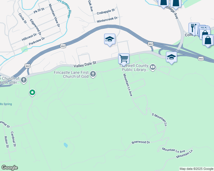 map of restaurants, bars, coffee shops, grocery stores, and more near 113 Allendale Street in Bluefield