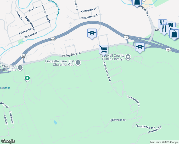 map of restaurants, bars, coffee shops, grocery stores, and more near 113 Allendale Street in Bluefield