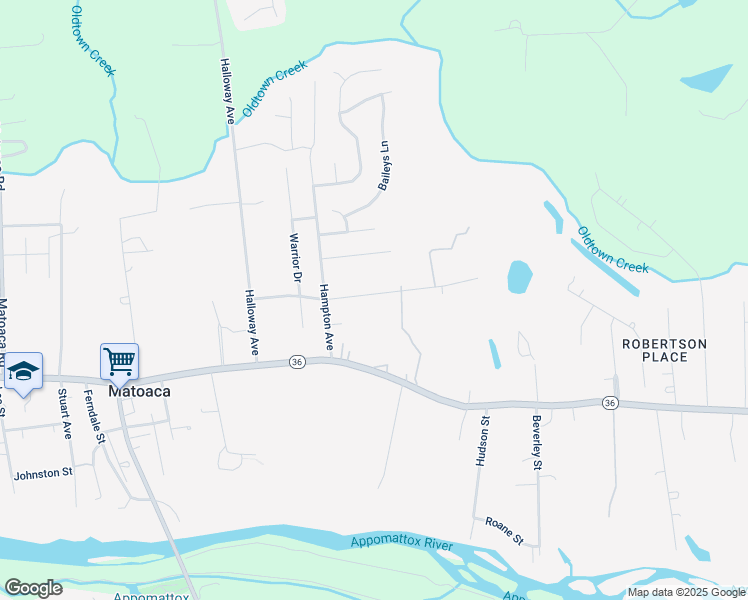 map of restaurants, bars, coffee shops, grocery stores, and more near 5713 Beechnut Avenue in Petersburg