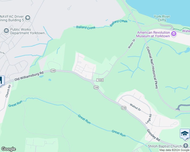 map of restaurants, bars, coffee shops, grocery stores, and more near 112 Emily Lane in Yorktown