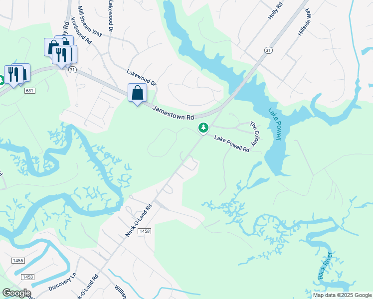 map of restaurants, bars, coffee shops, grocery stores, and more near 209 Neck-O-Land Road in Williamsburg