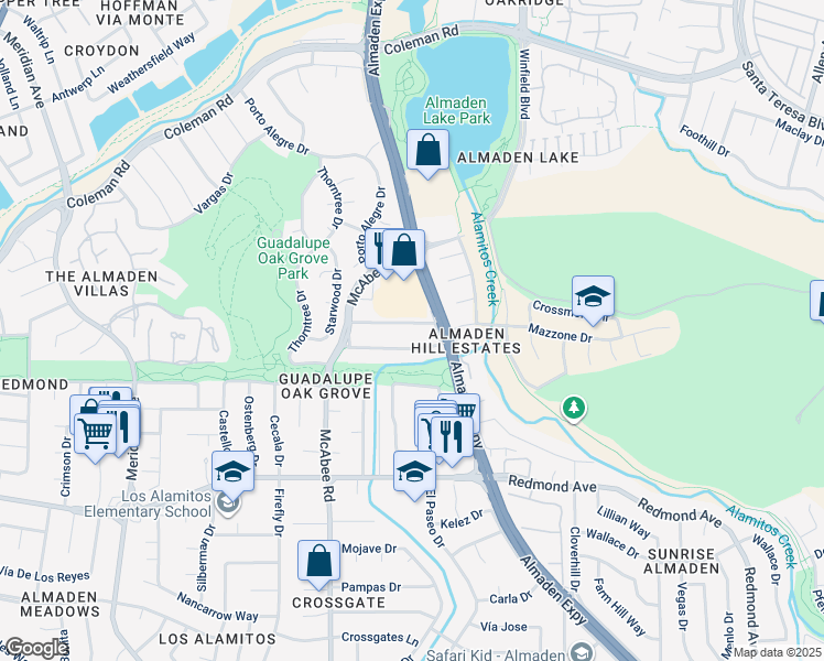 map of restaurants, bars, coffee shops, grocery stores, and more near 1118 Zinfandel Way in San Jose