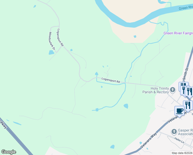 map of restaurants, bars, coffee shops, grocery stores, and more near 1293 Logansport Road in Morgantown