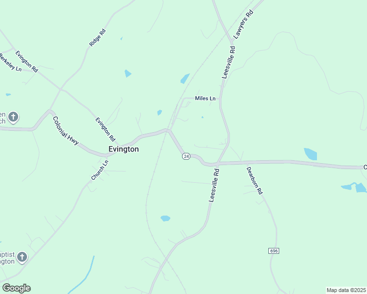 map of restaurants, bars, coffee shops, grocery stores, and more near 10145 Colonial Highway in Evington
