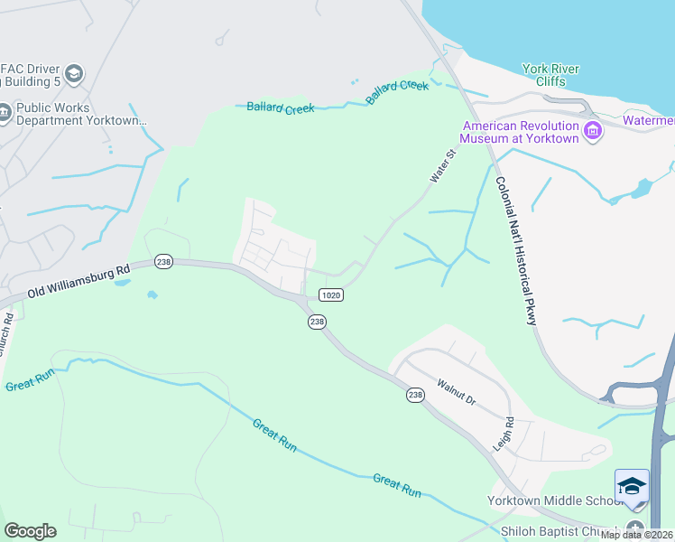 map of restaurants, bars, coffee shops, grocery stores, and more near 120 Daniels Drive in Yorktown