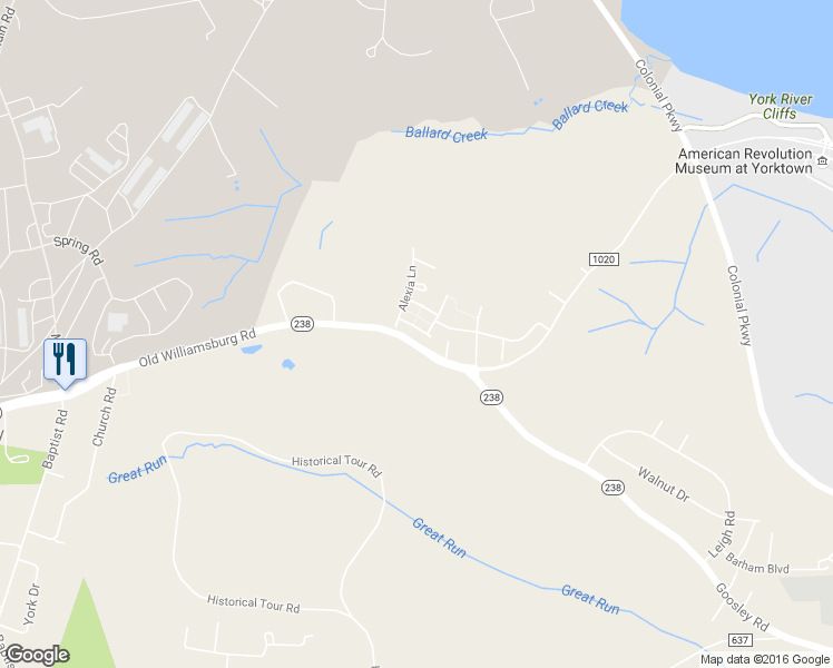 map of restaurants, bars, coffee shops, grocery stores, and more near 115 Brock Street in Yorktown