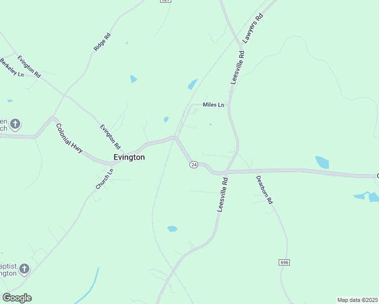 map of restaurants, bars, coffee shops, grocery stores, and more near 10145 Colonial Highway in Evington