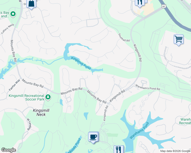 map of restaurants, bars, coffee shops, grocery stores, and more near 317 Archer's Mead in Williamsburg