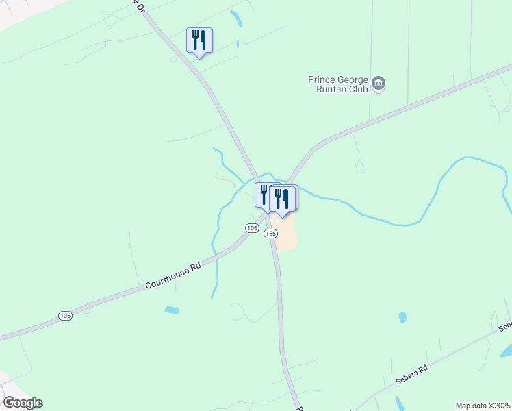 map of restaurants, bars, coffee shops, grocery stores, and more near 5712 Prince George Drive in Prince George