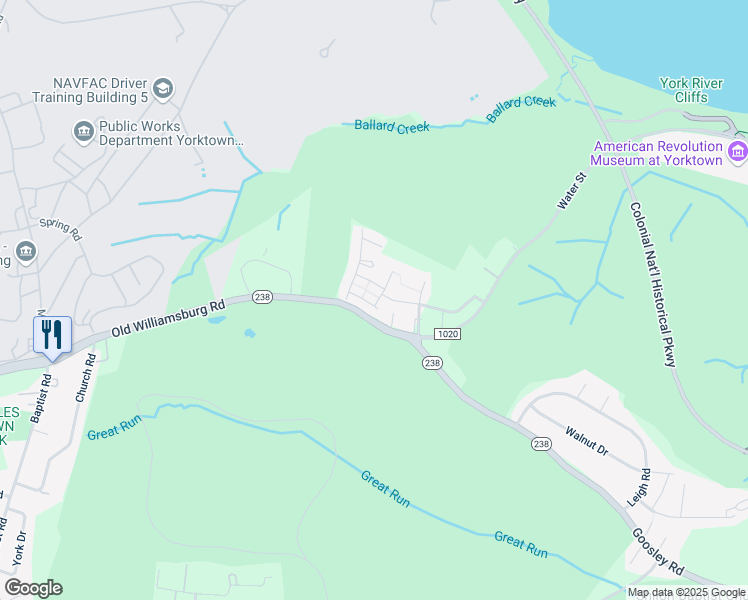map of restaurants, bars, coffee shops, grocery stores, and more near 112 Brock Street in Yorktown