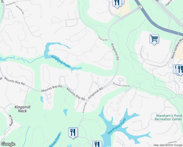 map of restaurants, bars, coffee shops, grocery stores, and more near 51 Winster Fax in Williamsburg