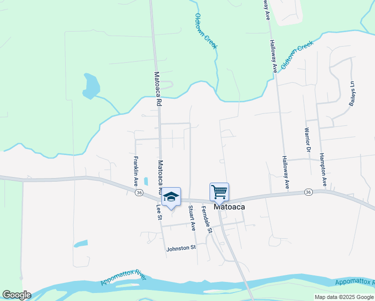 map of restaurants, bars, coffee shops, grocery stores, and more near 21209 Rabbit Run in Petersburg