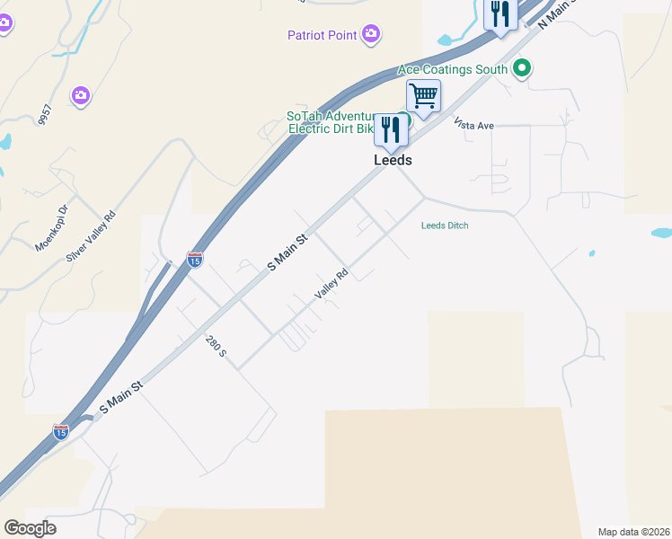 map of restaurants, bars, coffee shops, grocery stores, and more near 20 Valley Road in Hurricane