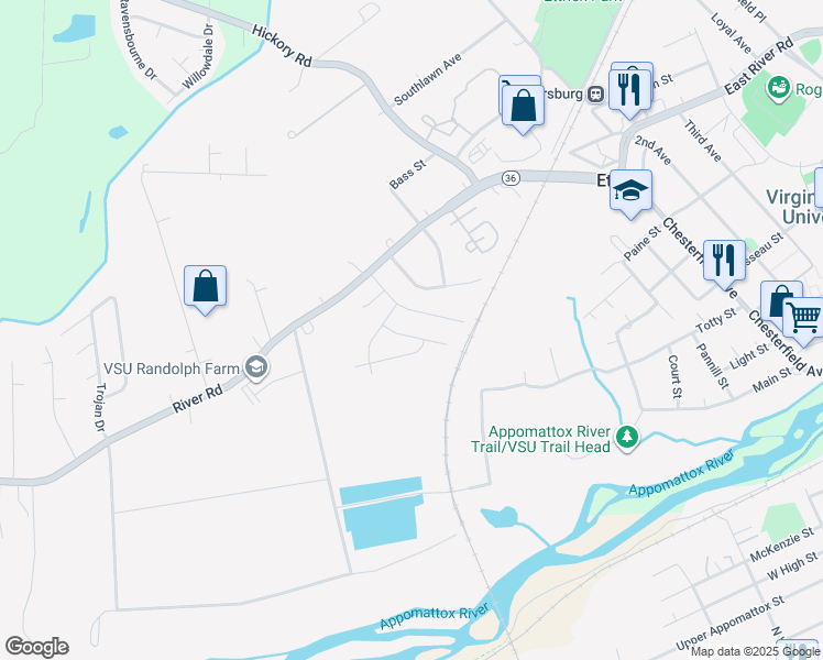map of restaurants, bars, coffee shops, grocery stores, and more near 20806 Sasha Court in Petersburg