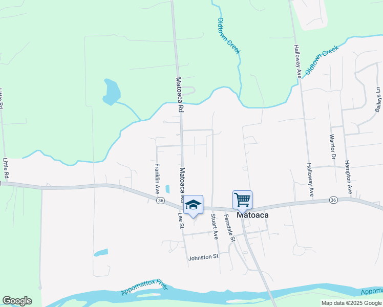 map of restaurants, bars, coffee shops, grocery stores, and more near 21202 South Madison Court in Petersburg