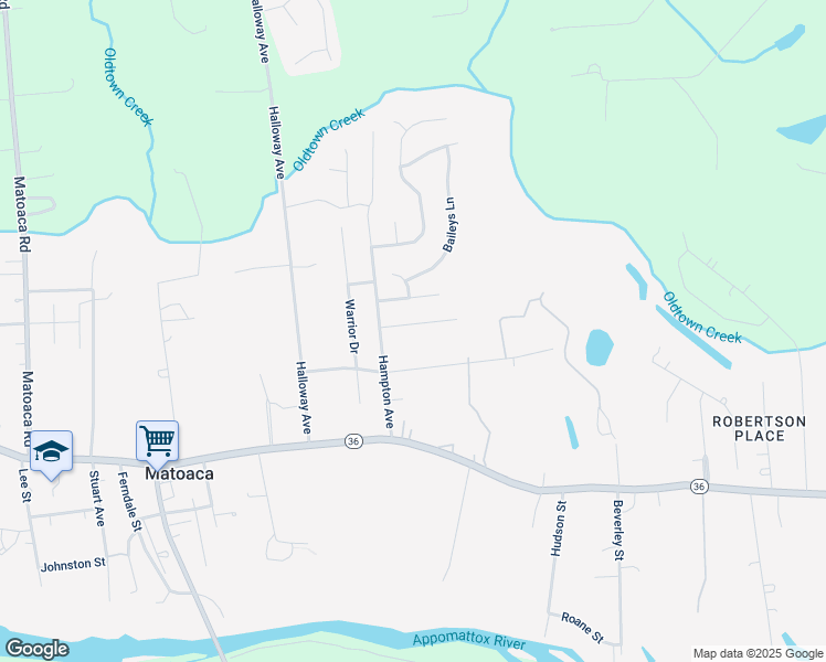 map of restaurants, bars, coffee shops, grocery stores, and more near 5743 Fox Hunt Trail in Petersburg