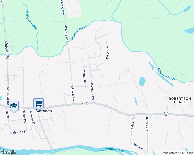 map of restaurants, bars, coffee shops, grocery stores, and more near 5749 Fox Hunt Trail in Petersburg