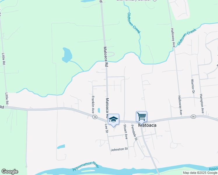 map of restaurants, bars, coffee shops, grocery stores, and more near 21202 South Madison Court in Petersburg