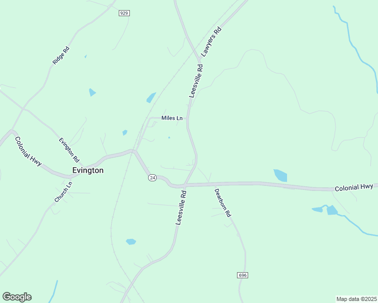map of restaurants, bars, coffee shops, grocery stores, and more near 11676 Leesville Road in Evington