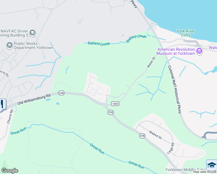 map of restaurants, bars, coffee shops, grocery stores, and more near 226 Emily Lane in Yorktown