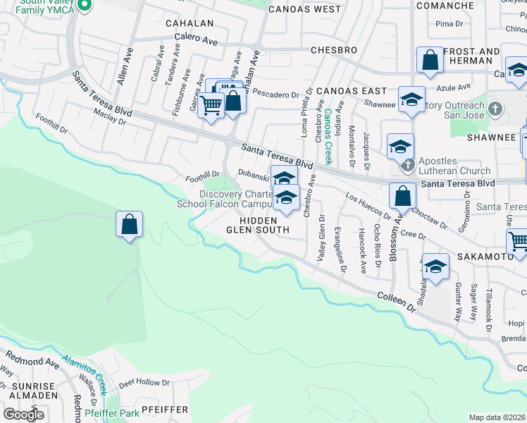 map of restaurants, bars, coffee shops, grocery stores, and more near 779 Sunset Glen Drive in San Jose