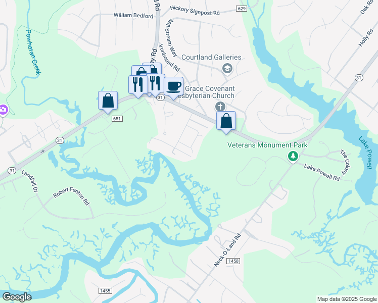 map of restaurants, bars, coffee shops, grocery stores, and more near 153 Albemarle Drive in Williamsburg