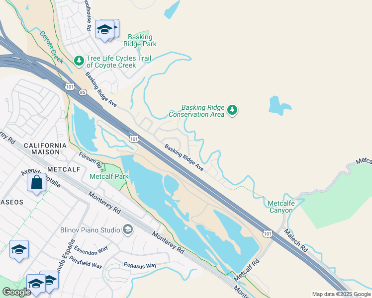 map of restaurants, bars, coffee shops, grocery stores, and more near 7237 Longhill Way in San Jose