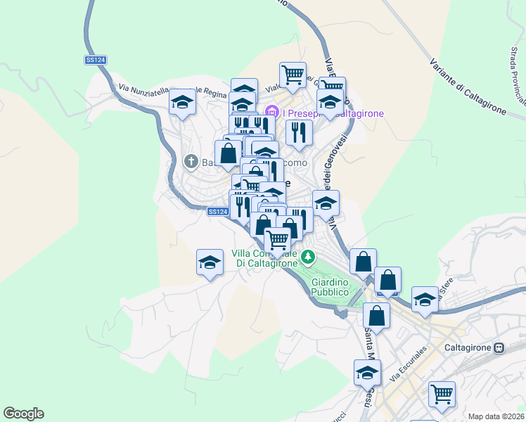 map of restaurants, bars, coffee shops, grocery stores, and more near 12 Ronco Sant'Antonio in Ferla
