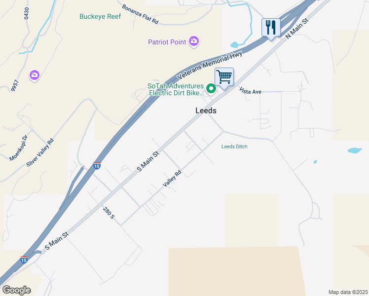 map of restaurants, bars, coffee shops, grocery stores, and more near 60 100 North in Leeds