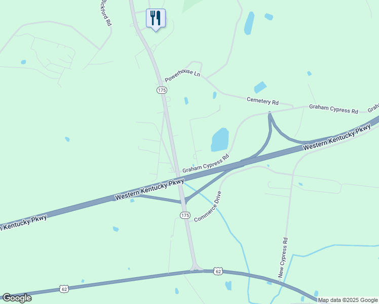 map of restaurants, bars, coffee shops, grocery stores, and more near Meeks Lane in Graham