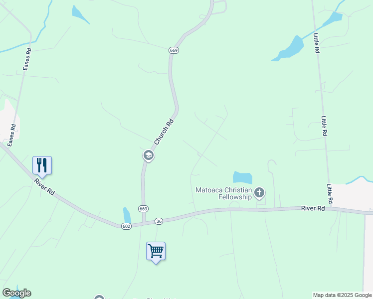 map of restaurants, bars, coffee shops, grocery stores, and more near 7911 Serena Lane in Petersburg