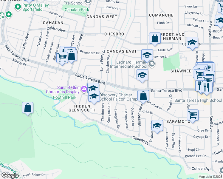 map of restaurants, bars, coffee shops, grocery stores, and more near 737 Los Huecos Drive in San Jose