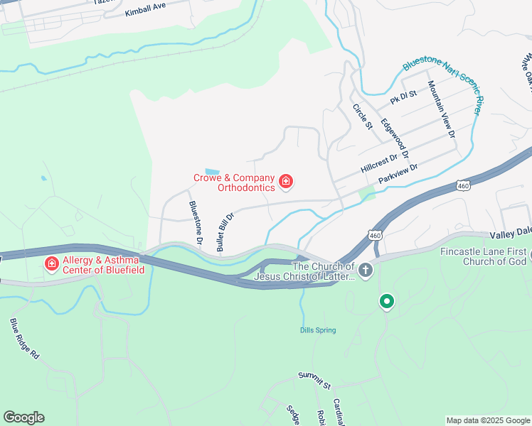 map of restaurants, bars, coffee shops, grocery stores, and more near 124 Capulet Way in Bluefield