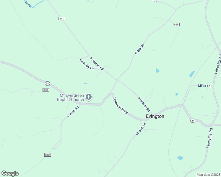 map of restaurants, bars, coffee shops, grocery stores, and more near 1259 Ridge Road in Evington