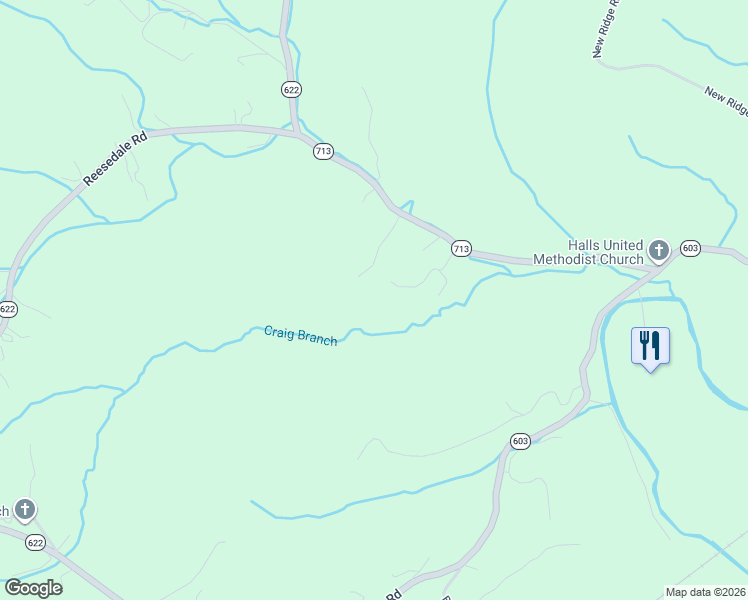 map of restaurants, bars, coffee shops, grocery stores, and more near 2705 Flatwoods Road in Elliston
