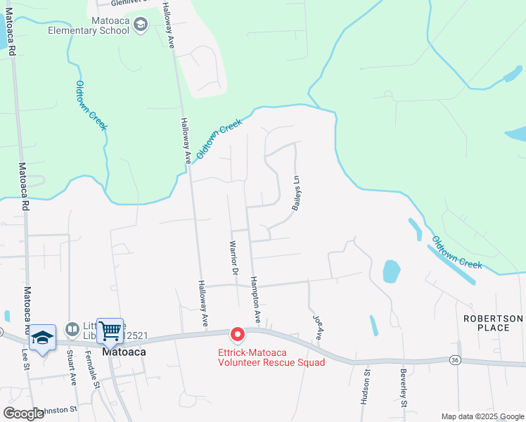 map of restaurants, bars, coffee shops, grocery stores, and more near 21185 Baileys Grove Drive in Petersburg