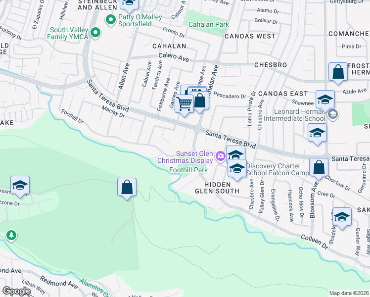map of restaurants, bars, coffee shops, grocery stores, and more near 791 Foothill Drive in San Jose