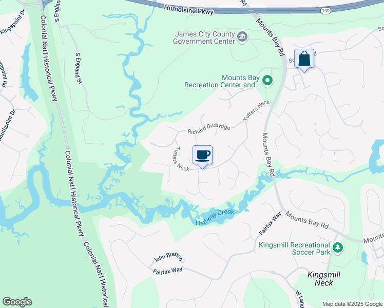 map of restaurants, bars, coffee shops, grocery stores, and more near 108 Gray's Deed in Williamsburg