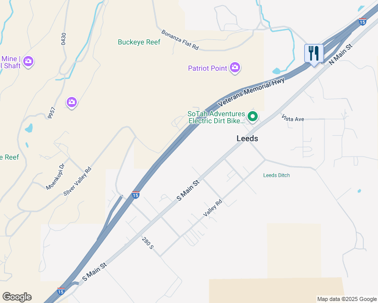 map of restaurants, bars, coffee shops, grocery stores, and more near 95 Center Street in Leeds
