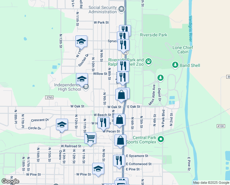 map of restaurants, bars, coffee shops, grocery stores, and more near 149-173 Cypress St in Independence