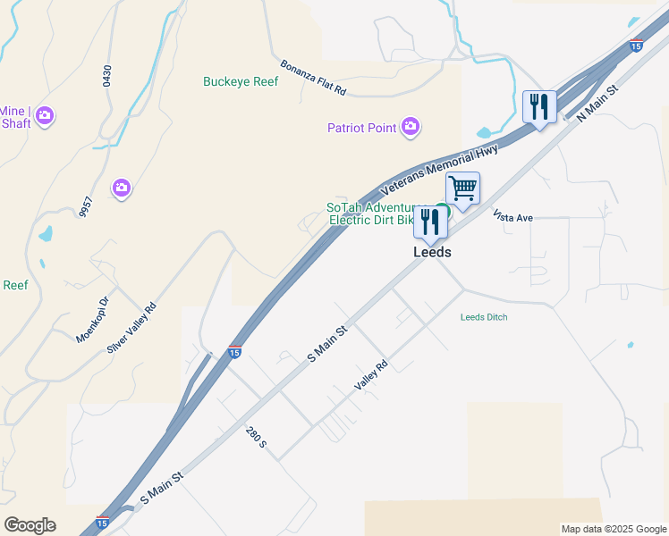 map of restaurants, bars, coffee shops, grocery stores, and more near 95 Center Street in Leeds