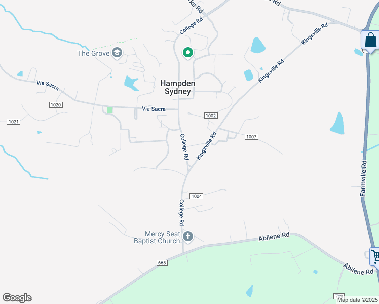 map of restaurants, bars, coffee shops, grocery stores, and more near College Road in Farmville