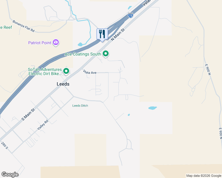 map of restaurants, bars, coffee shops, grocery stores, and more near 204 Boulder View Drive in Leeds