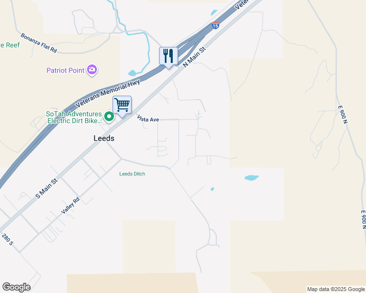 map of restaurants, bars, coffee shops, grocery stores, and more near 230 Boulder Way in Leeds