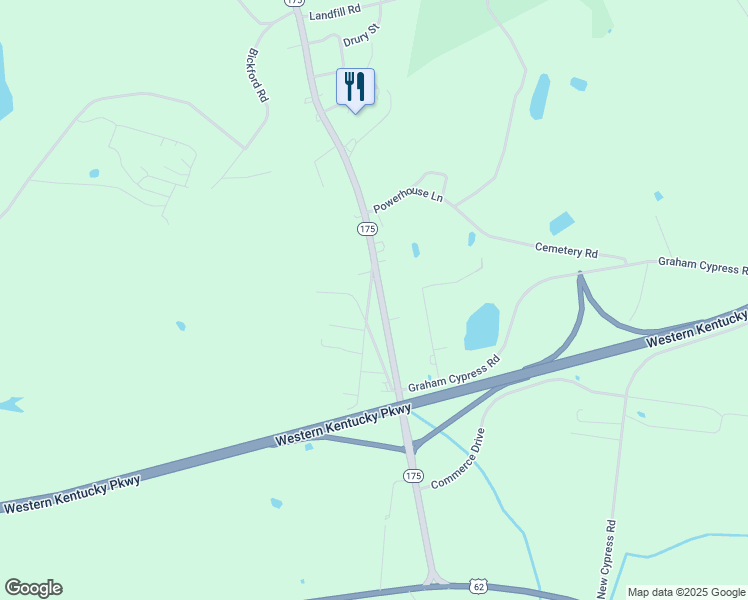 map of restaurants, bars, coffee shops, grocery stores, and more near 5499 Kentucky 175 in Graham